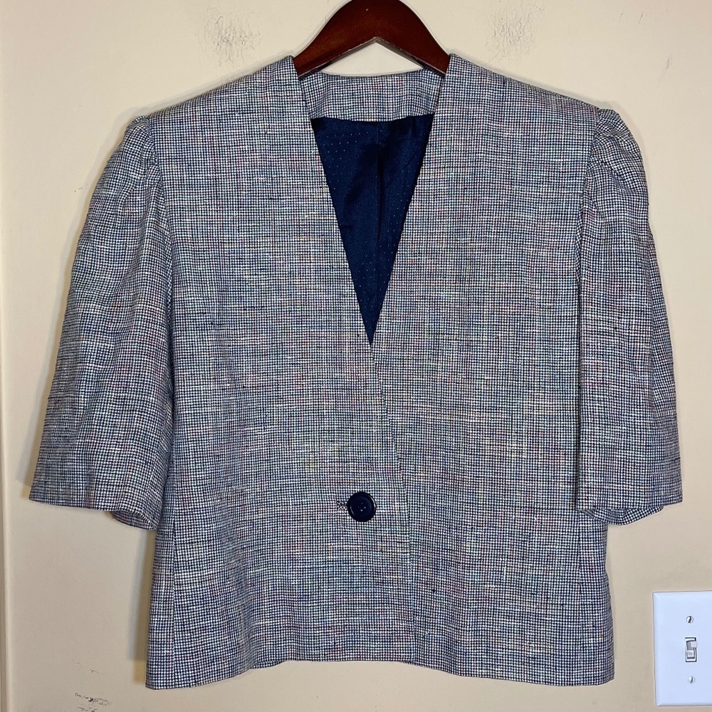 Linen Gray Plaid Blazer